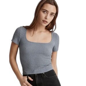 Madewell Womens Popcorn Top in Teapot Blue Size Medium